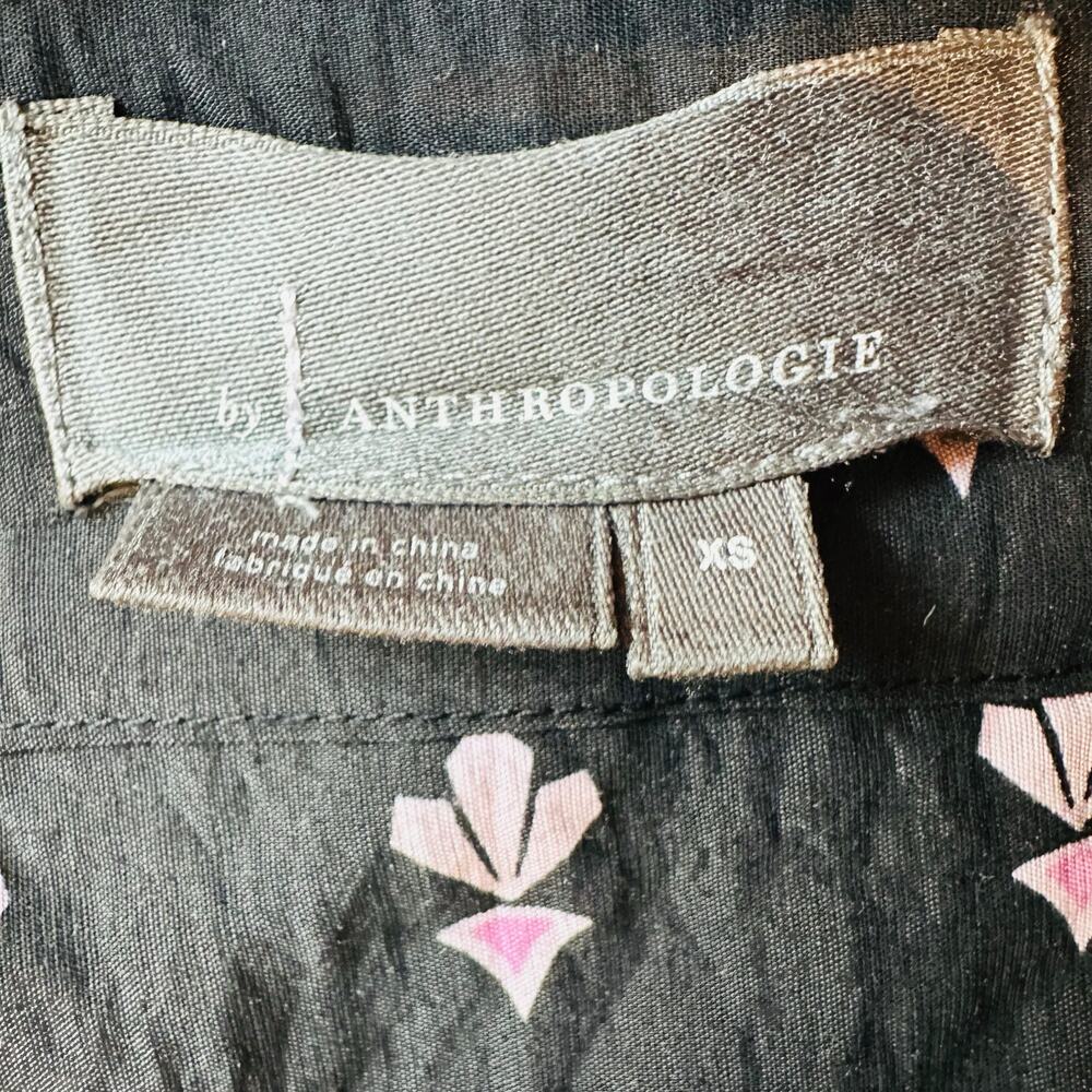 Anthropologie Dasha Smocked Midi Dress Black Floral Motif Boho Sz XS - Picture 6 of 9